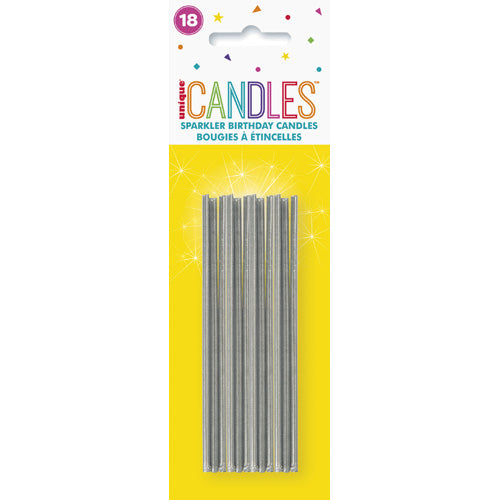 Unique Sparkle Birthday Candles A Pack Of 18pcs - Silver