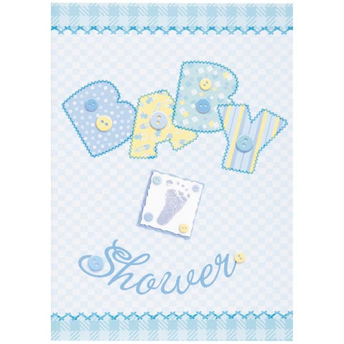 Unique Baby Shower Blue Party Invitations And Envelopes A Pack Of 8pcs