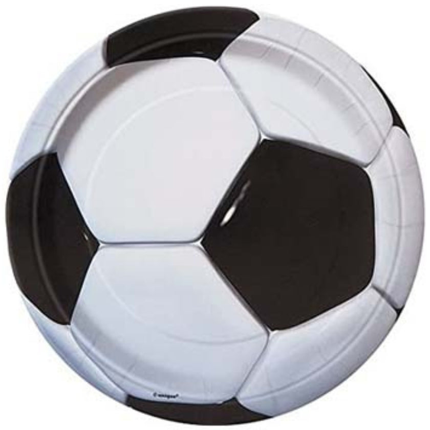 Unique Paper Plates 22.7cm A Pack Of 8pcs - 3D Soccer