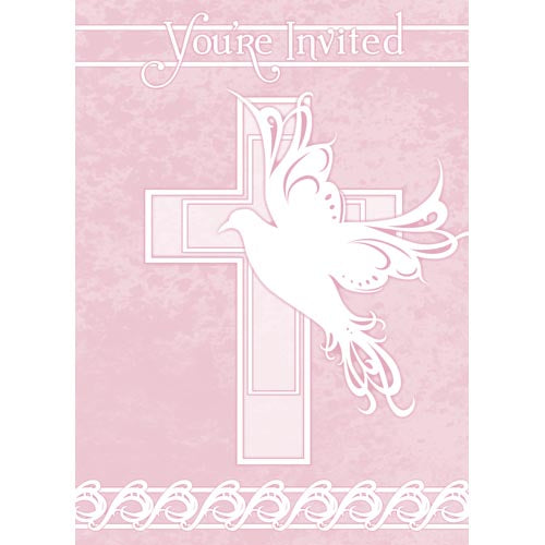 Unique Dove Cross Party Invitations And Envelopes A Pack Of 8pcs