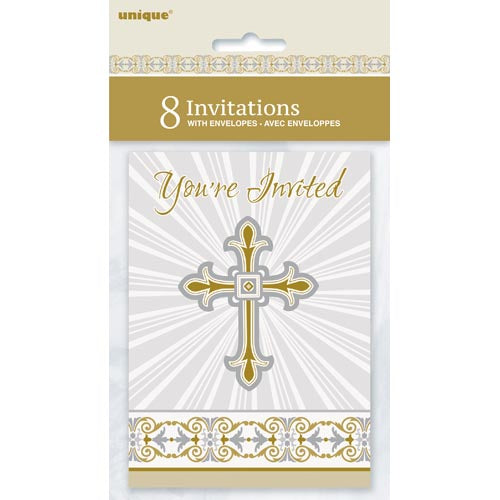 Unique Cross Religious Party Invitations And Envelopes A Pack Of 8pcs