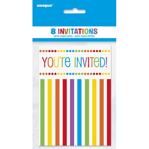 Unique Party Invitations And Envelopes A Pack Of 8pcs - Colourful You're Inveted!
