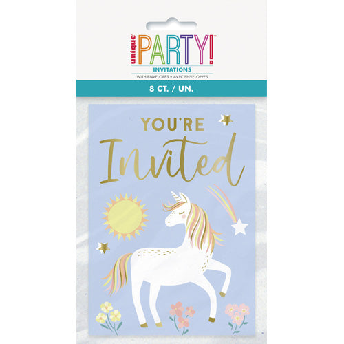 Unique Party Invitations And Envelopes A Pack Of 8pcs - Unicorn