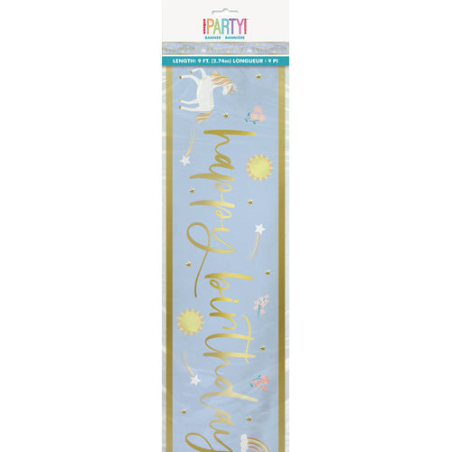 Unique Party Foil Banner 2.74m - Happy Birthday Unicorn
