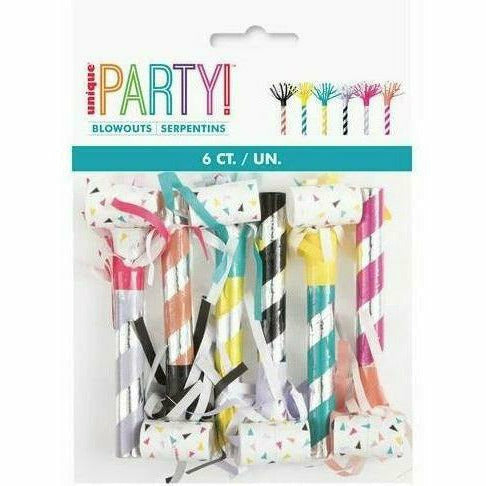 Unique Party Stripe Fringed Party Blowouts A Pack Of 8pcs