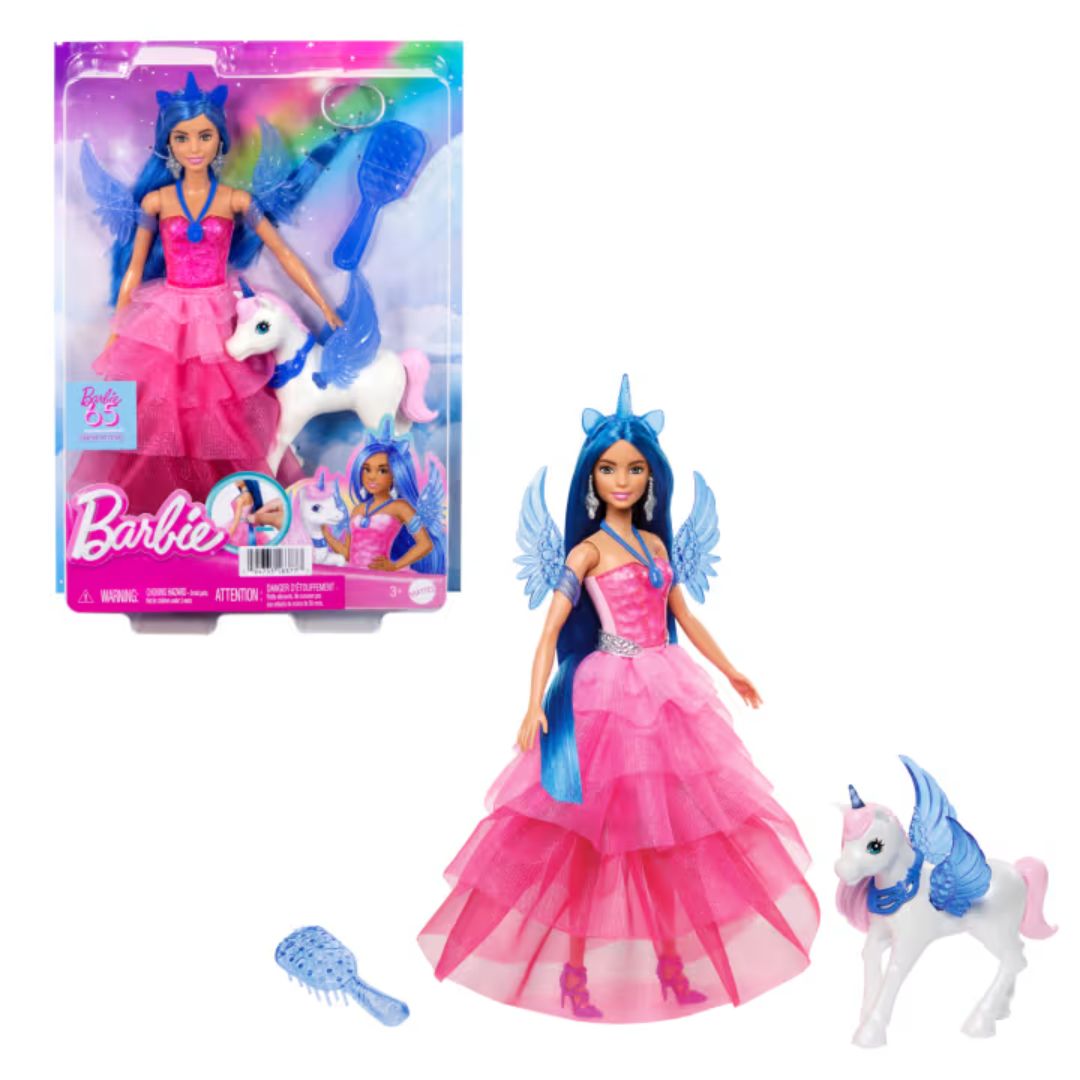 Barbie 65th Anniversary Doll With Unicorn Toy