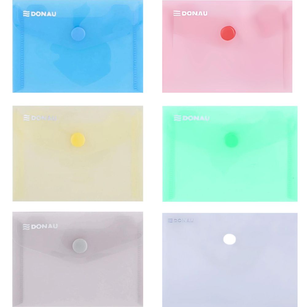 A7 Donau Button Envelope Transparent - Various Colours