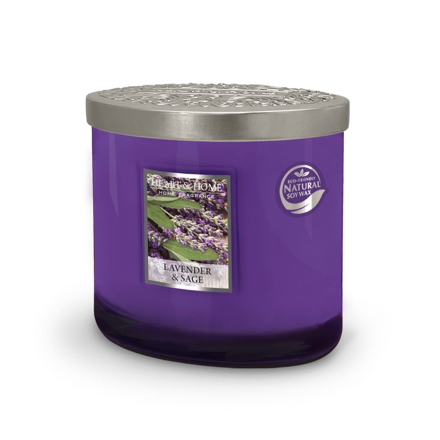 H&H Two Wick Ellipse Wick Candle 220g - Lavender & Sage