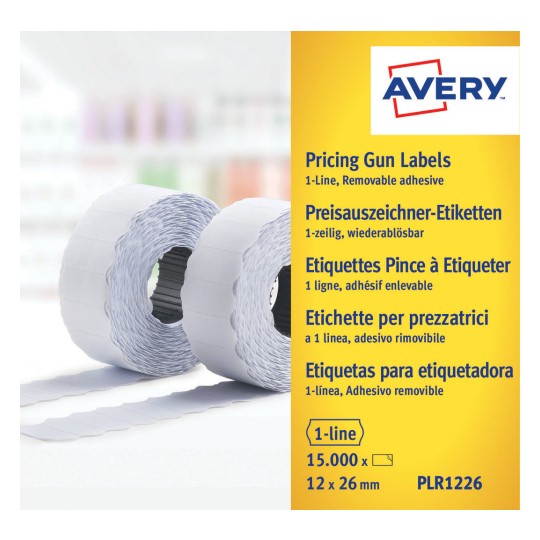 Avery Pricing Gun Labels 1-Line Removable Adhesive 12 x 26mm A Box Of 10 Rolls