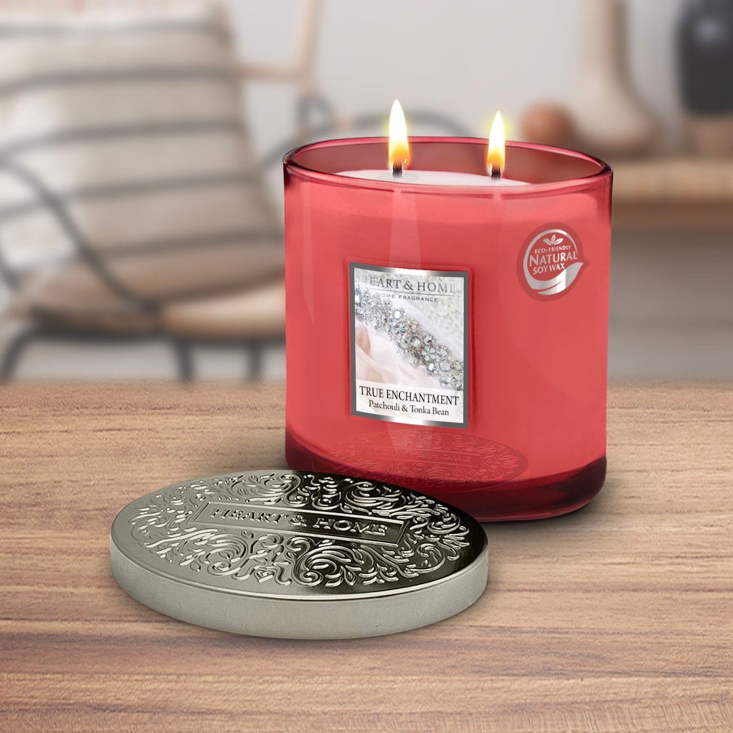 H&H Two Wick Ellipse Wick Candle 220g - True Enchantment
