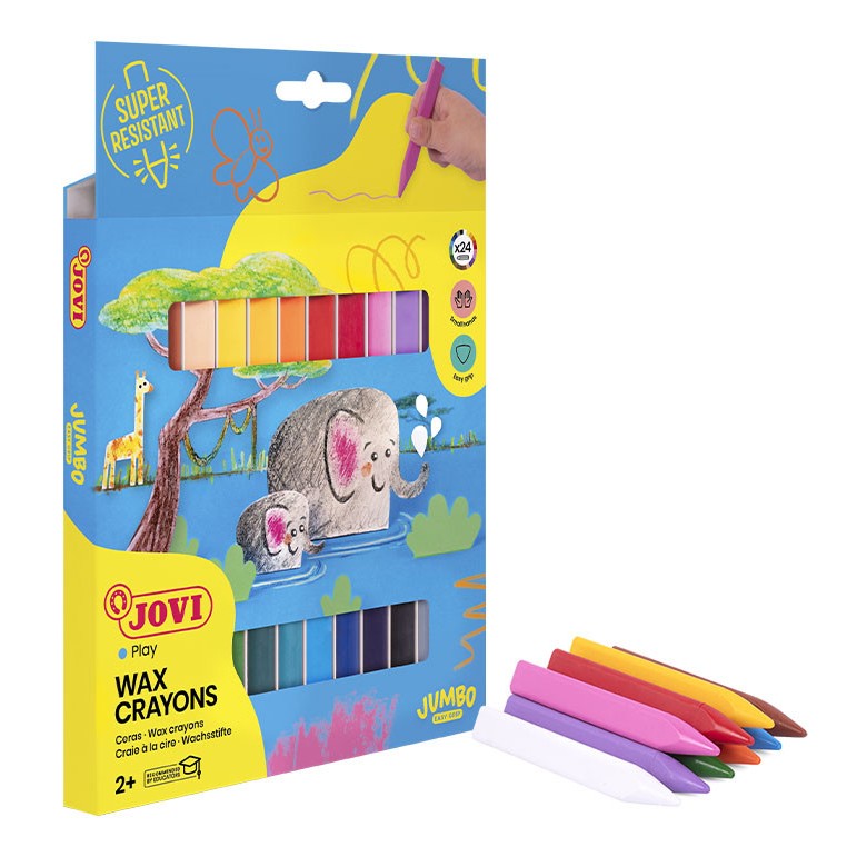 Jovi Jumbo Easy Grip Wax Crayons A Pack Of 24pcs