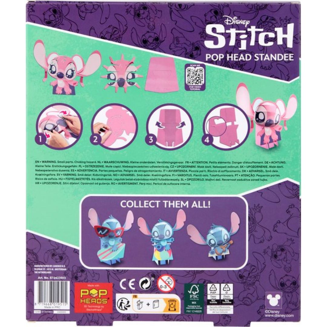 Disney Stitch 3D Pop Head - Angel Pink 30cm