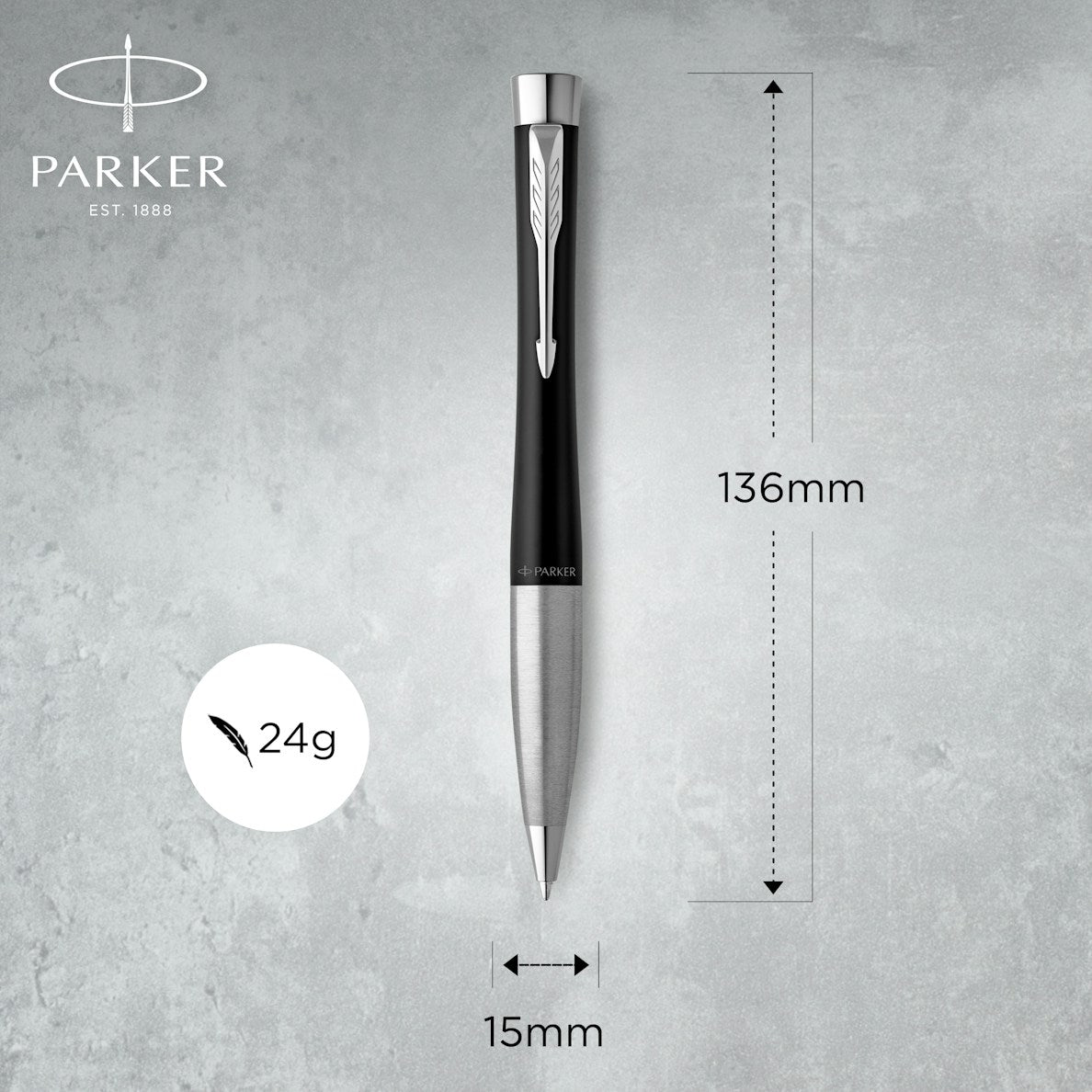 Parker Urban Ballpoint Twist M Blue Ink - Muted Black Lacquer & Chrome Trim