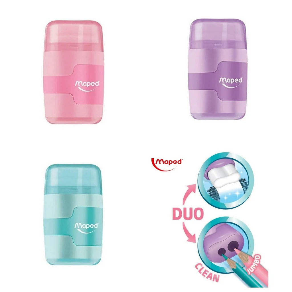Connect DUO 2-Hole Pencil Sharpener & Eraser x 1pc Assortment