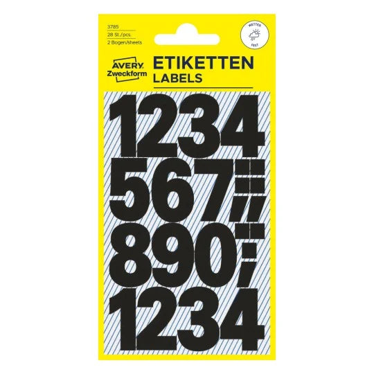 Avery Labels With Numbers Waterproof 85 x 160mm A Pack Of 2 Sheets
