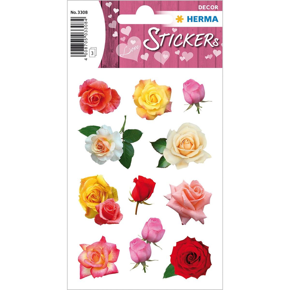 Herma Stickers A Pack Of 3 Sheets - Rose Blossoms