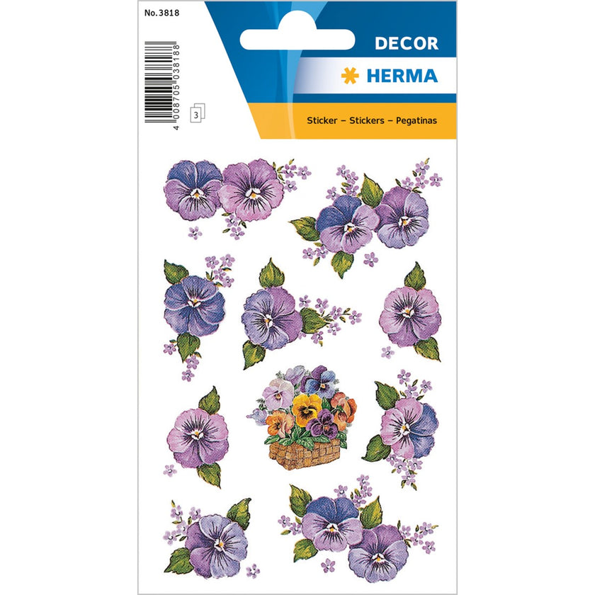 Herma Stickers A Pack Of 3 Sheets - Pansy Heads