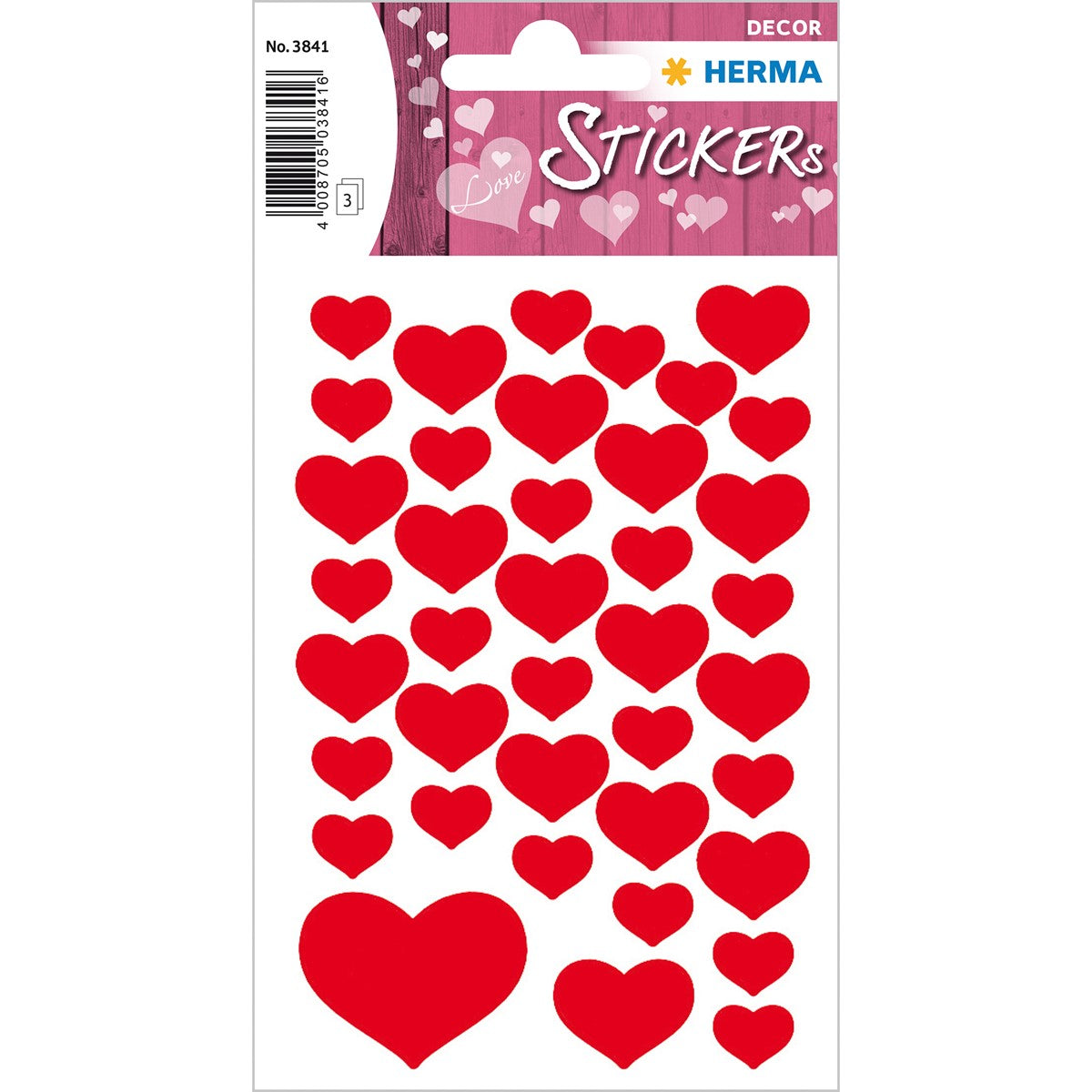 Herma Stickers A Pack Of 3 Sheets - Small Hearts Red