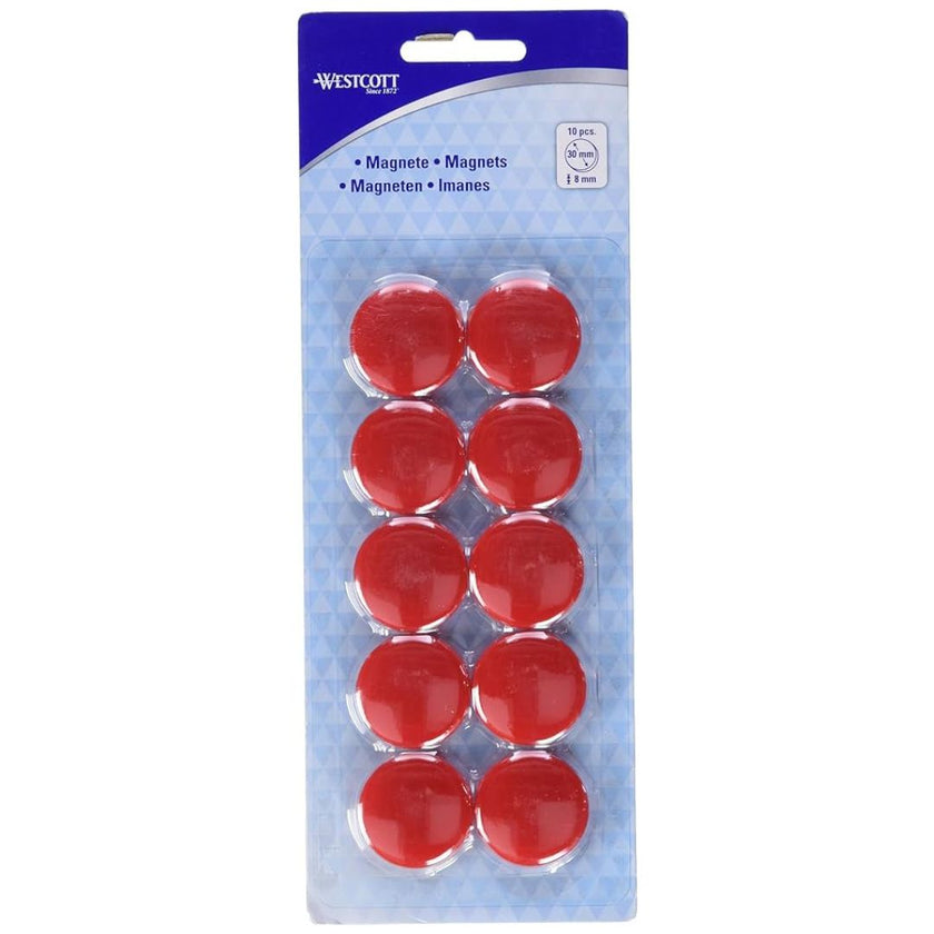 Westcott Magnets 30 x 8mm A Pack Of 10pcs - Red