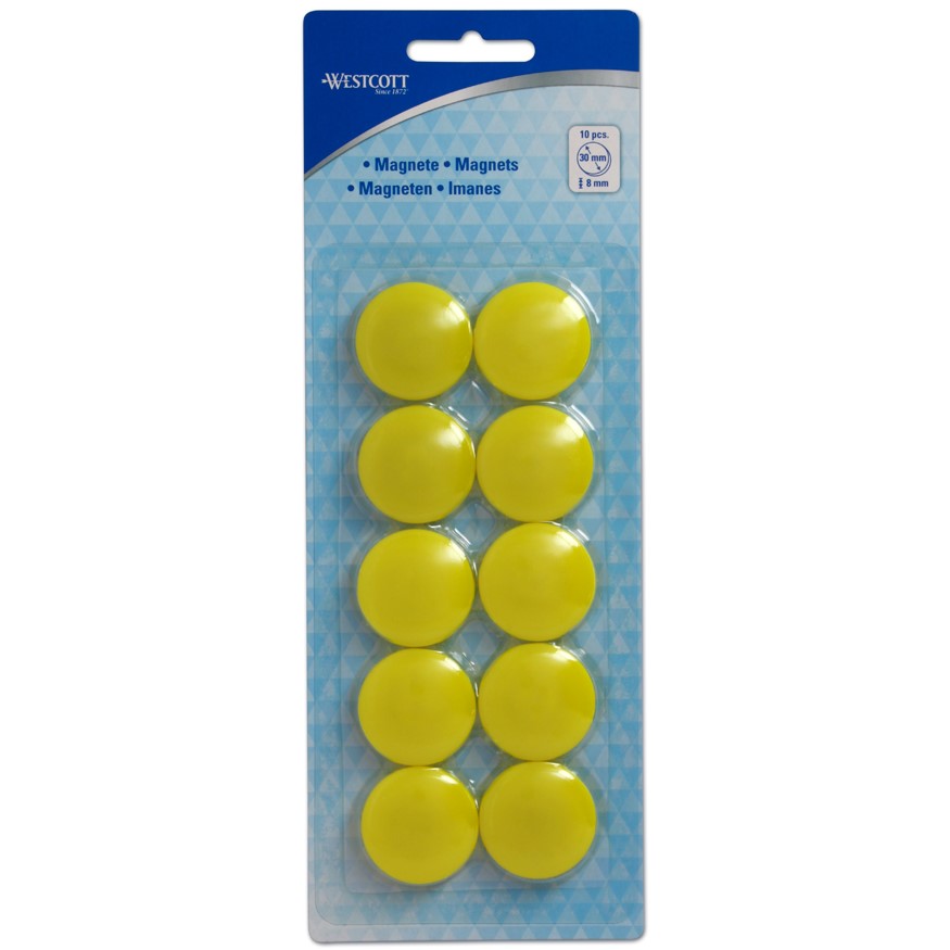 Westcott Magnets 30 x 8mm A Pack Of 10pcs - Yellow