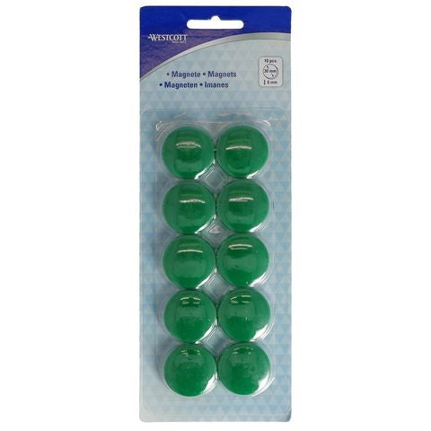 Westcott Magnets 30 x 8mm A Pack Of 10pcs - Green