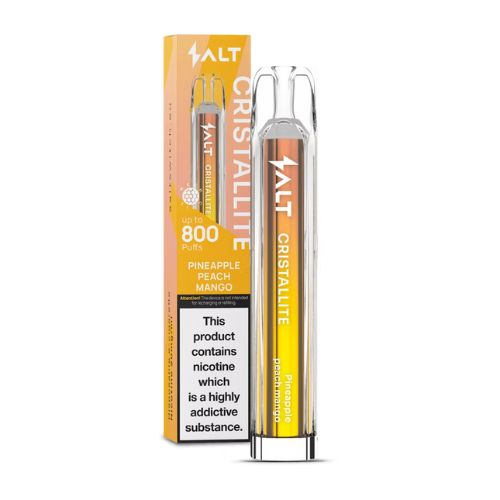 Salt Cristallite E-Cigarette Up To 800 Puffs 20mg 2ml - Pineapple, Peach And Mango