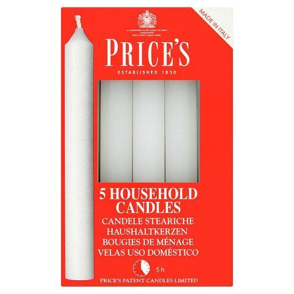 Taper Candles White x5pcs (5hr)