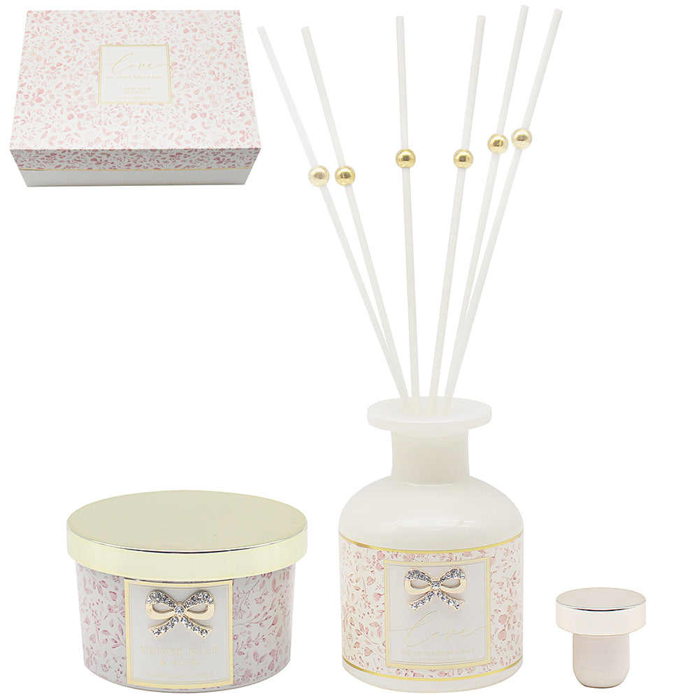 L&P Home Fragrance Set Candle & Diffuser 'Love' - Velvet Rose & Oud