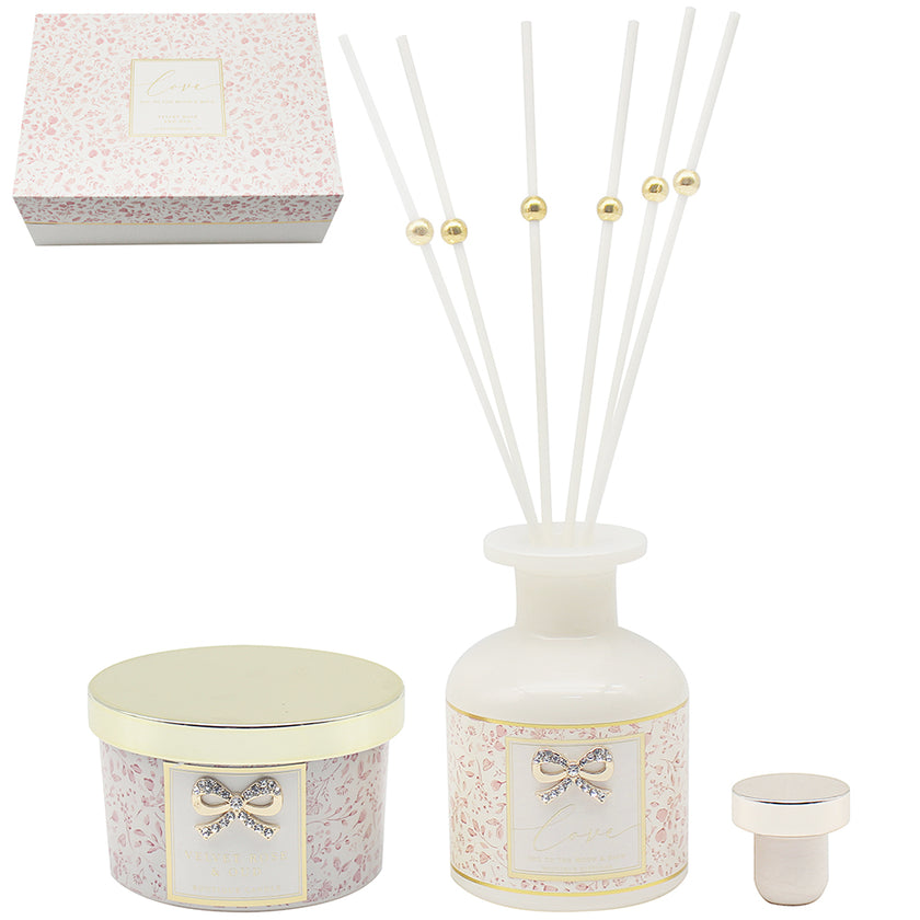 L&P Home Fragrance Set Candle & Diffuser 'Love' - Velvet Rose & Oud
