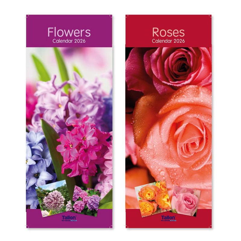Tallon Calendar Super Slim 2026 - Flowers & Roses x 1pc Assortment