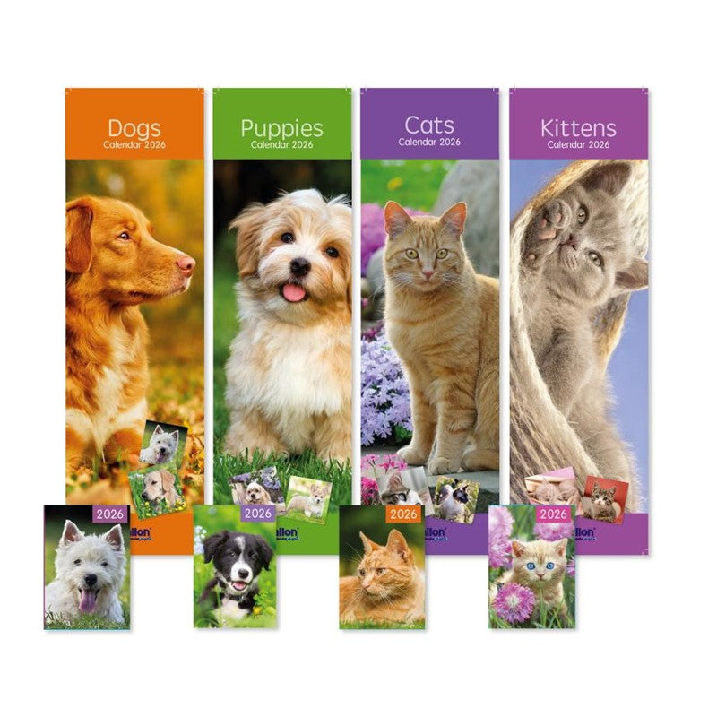 Tallon Calendar & Diary Week To View 2026 - Cats, Dogs, Kittens, Puppies x 1pc Assortment