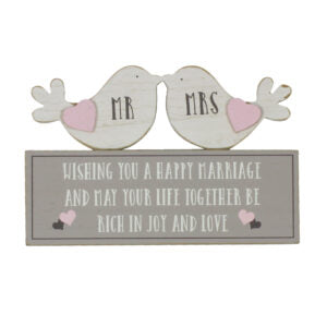 Love Birds Standing Plaque - Wishing You A Happy Marriage...