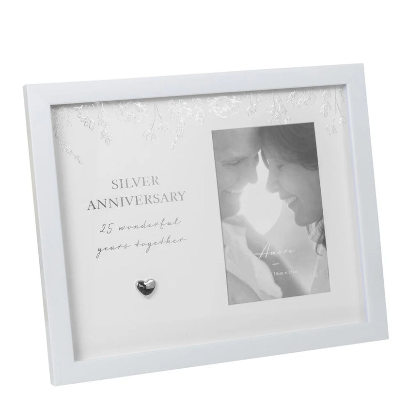 Amore Silver Anniversary Photo Frame 4" x 6"