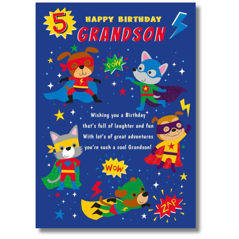 Noel Tatt 5 Happy Birthday Grandson - Greeting Card