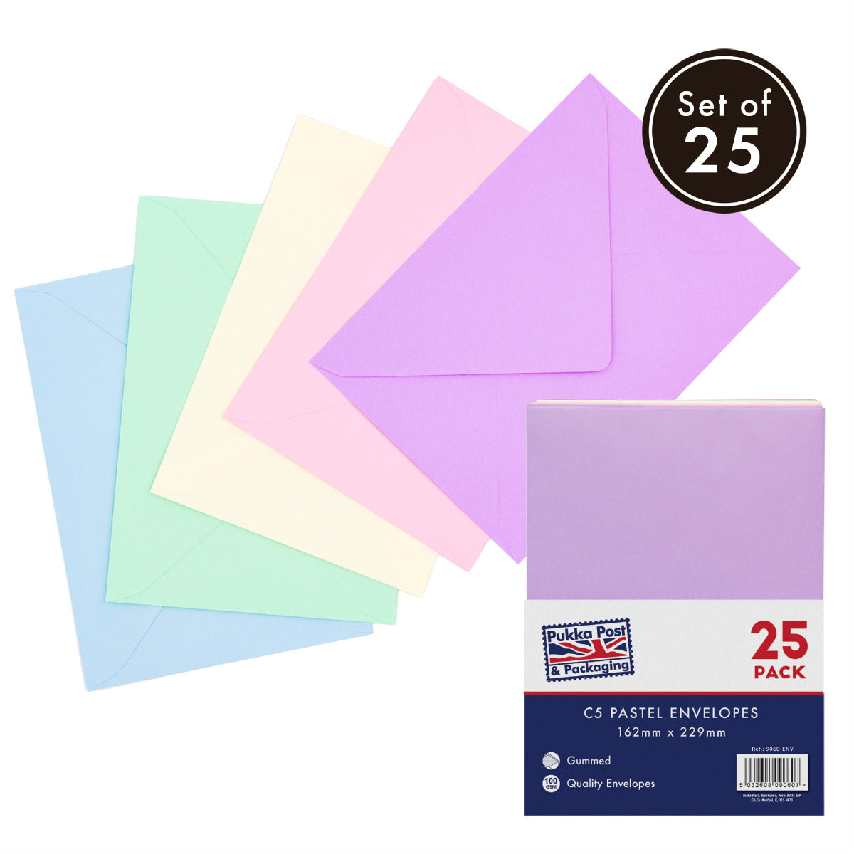 Pukka Post & Packaging C5 Pastels Envelopes A Pack Of 25pcs