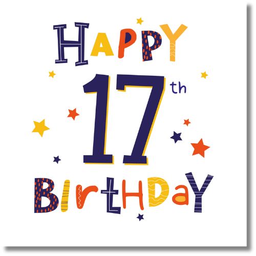 Cherry Orchard Happy 17th Birthday Blue - Greeting Card