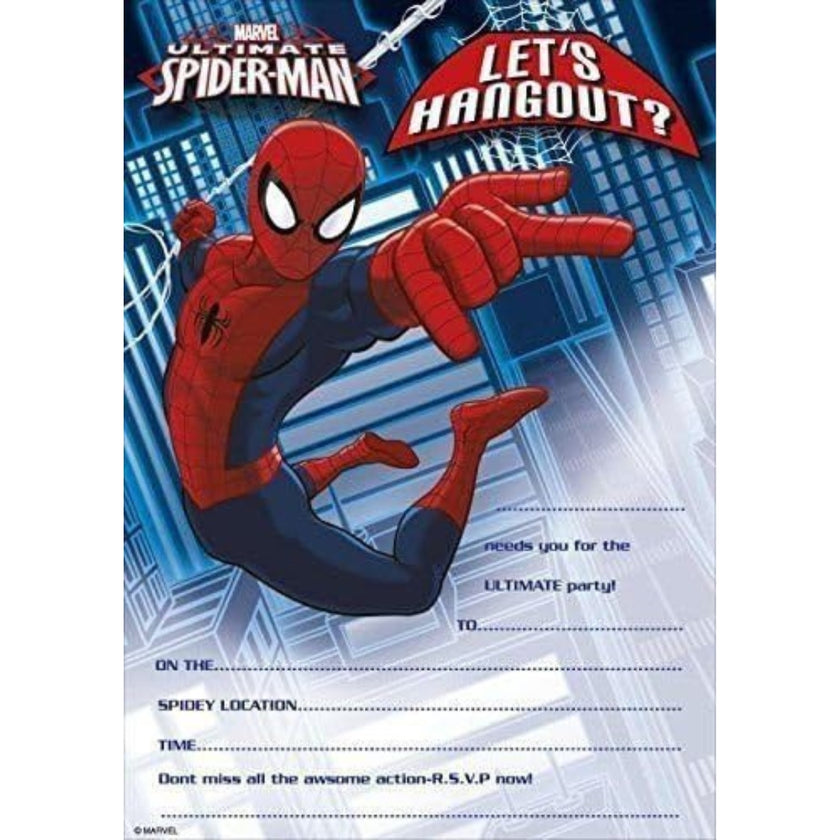 Marvel Party Invitations And Envelopes A Pack Of 20pcs - Spider-Man