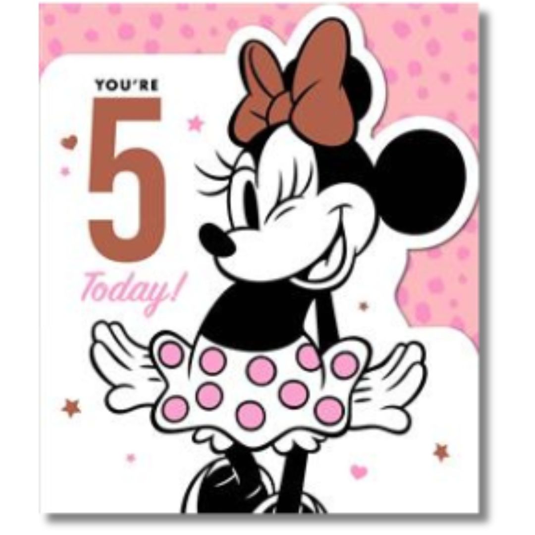 Disney You're 5 Today! Birthday - Greeting Card