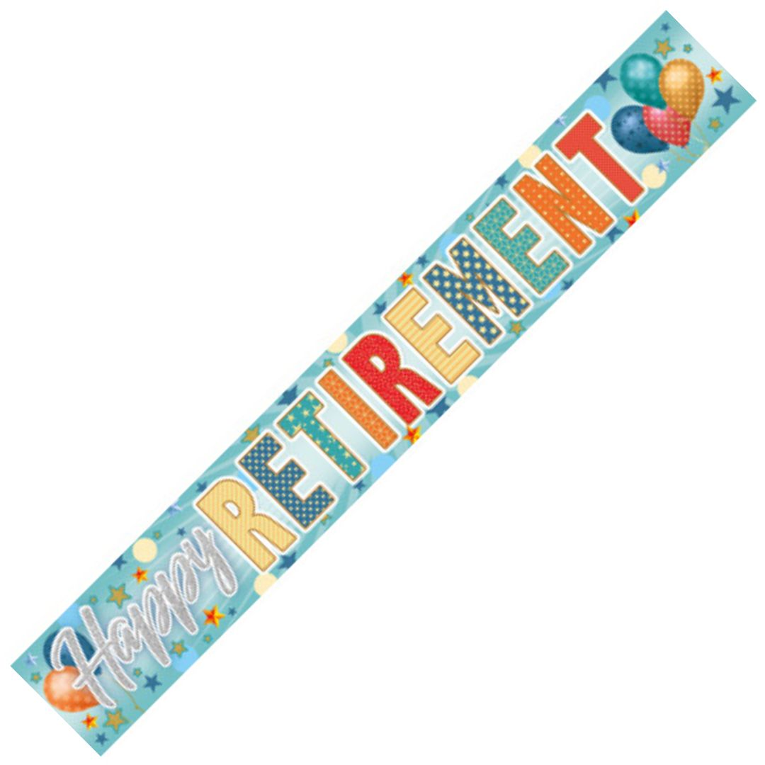 Sensations Foil Greetings Banner 270 x 12.5cm - Happy Retirement
