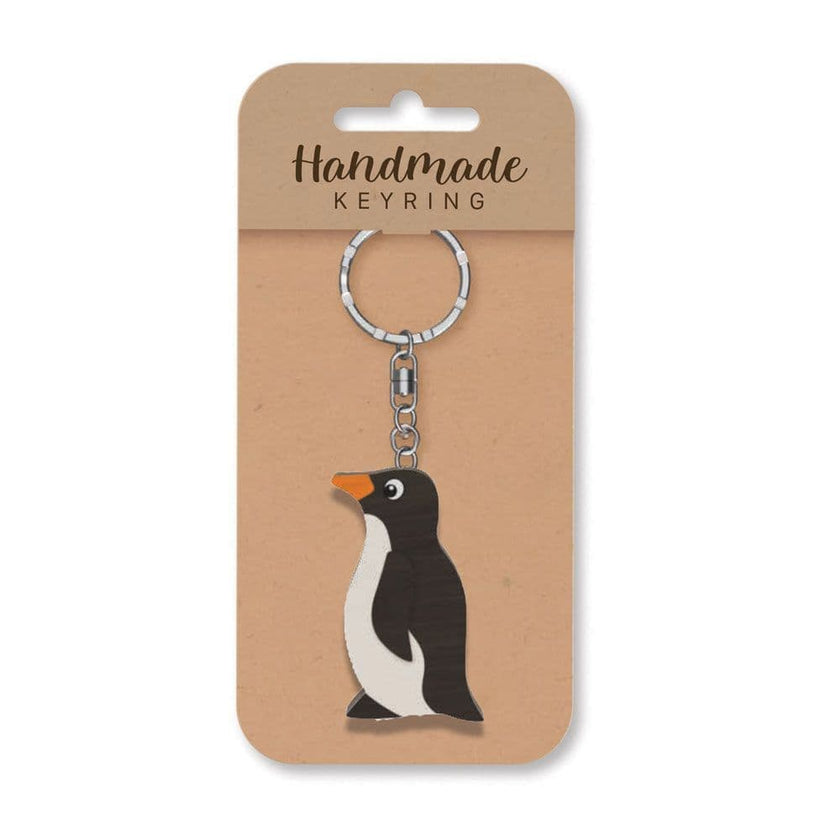 Handmade Wooden Keyring - Penguin