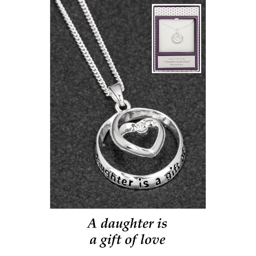 Equilibrium Silver Plated Necklace - Heart Circle - Daughter
