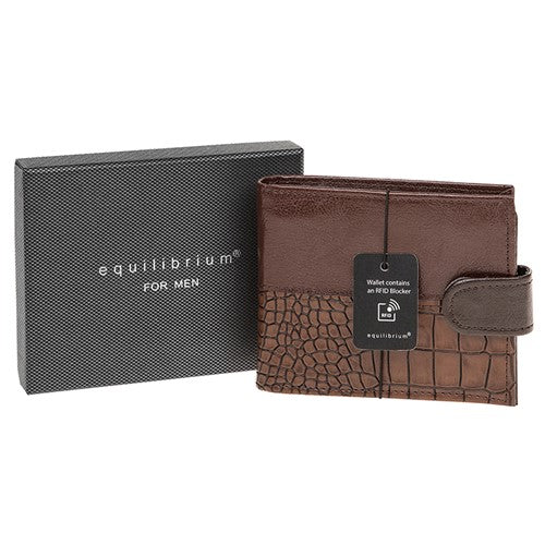 Equilibrium Men's Wallet Modern - RFID Blocker - Brown
