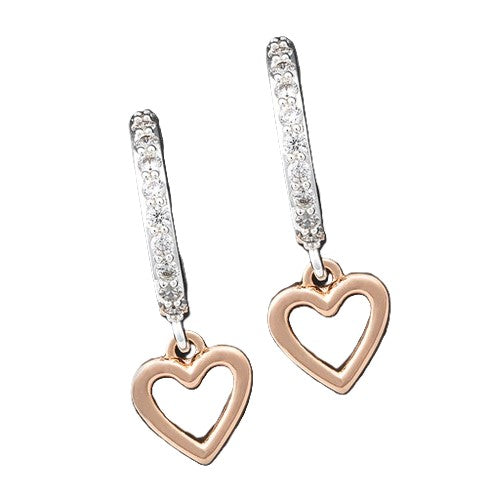 Equilibrium 2 Tone Earrings - Heart In Heart Hoop