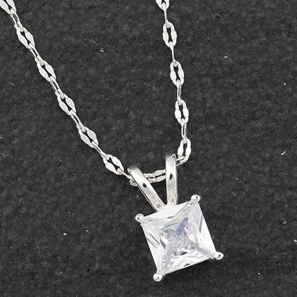 Equilibrium Silver Plated Necklace - Elegant Solitaire