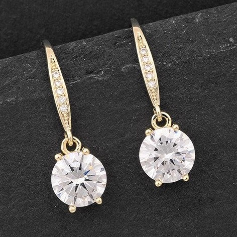 Equilibrium Gold Plated Earrings - Elegance Solitaire