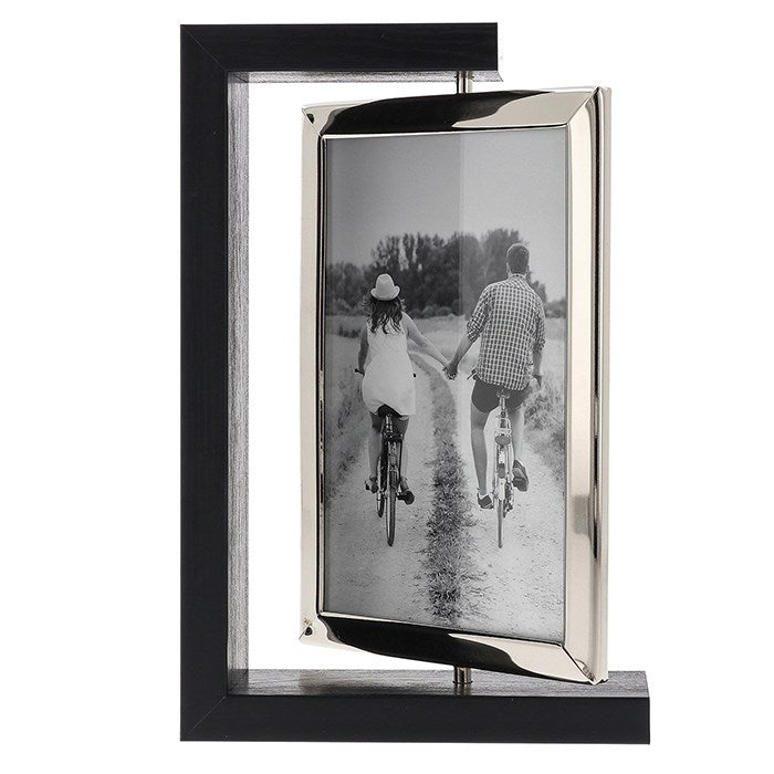 Shudehill Modern Black Wood Spin Double Frame - 10 x 15cm