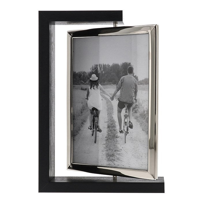 Shudehill Modern Black Wood Spin Double Frame - 13 x 18cm