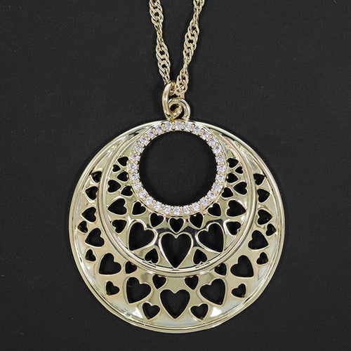 Equilibrium Gold Plated Necklace - Filigree Circle Of Hearts