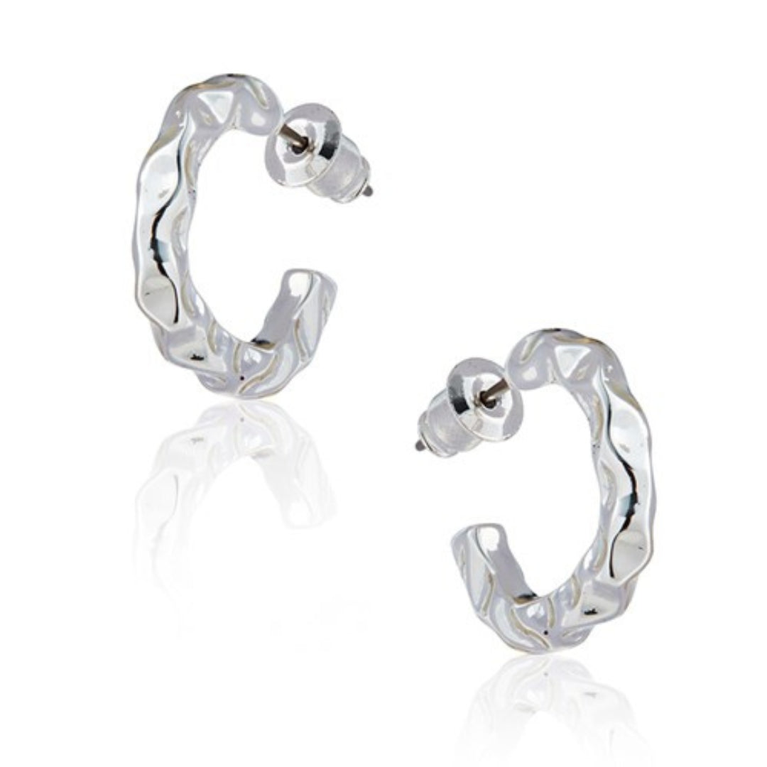 Equilibrium Silver Plated Earrings - Molton Flower Hoop
