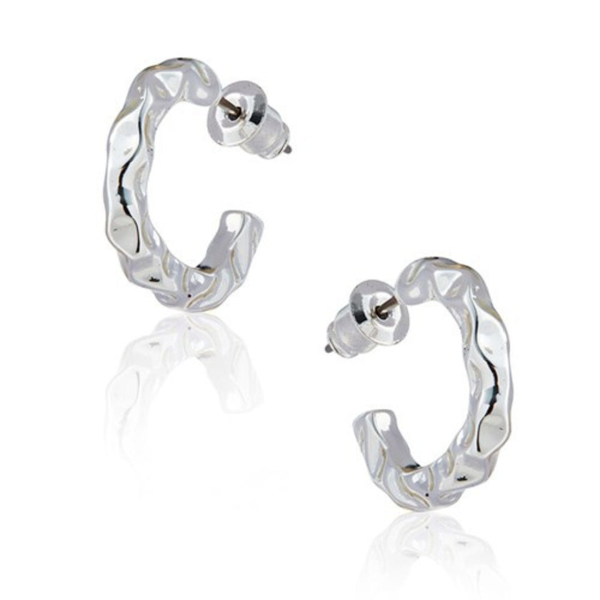 Equilibrium Silver Plated Earrings - Molton Flower Hoop